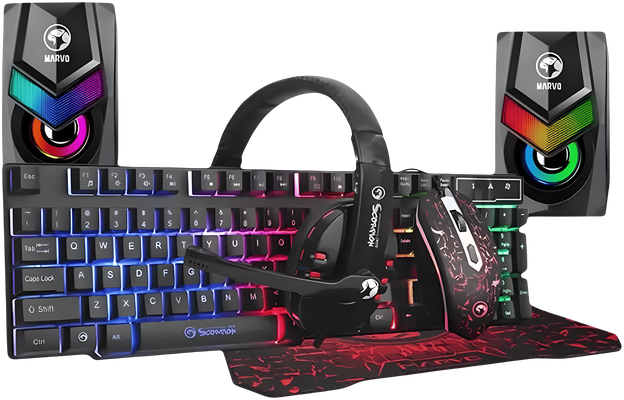 MARVO CM-390 PRO 6-in-1 Gaming Starter Kit (Keyboard, Mouse, Headset, Mouse Pad, Speakers)