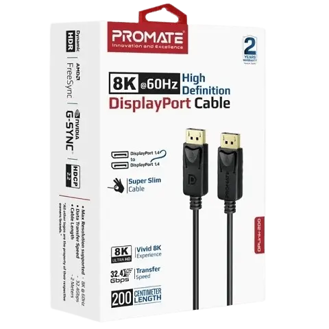 Promate DisplayPort Cable, Premium Ultra HD 8K - 2m - Open Sealed  for sale in Egypt from Games2Egypt