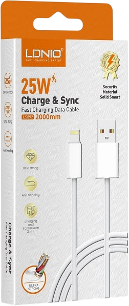 LDNIO LS891 25W Fast Charging Data Cable Type lightning  for sale in Egypt from Games2Egypt