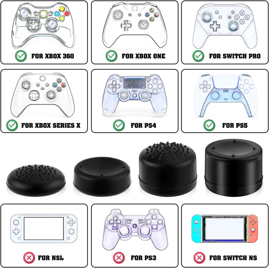 8 in 1 Silicone Thumb Stick Grips Controller Analog Cap Purple – image 2
