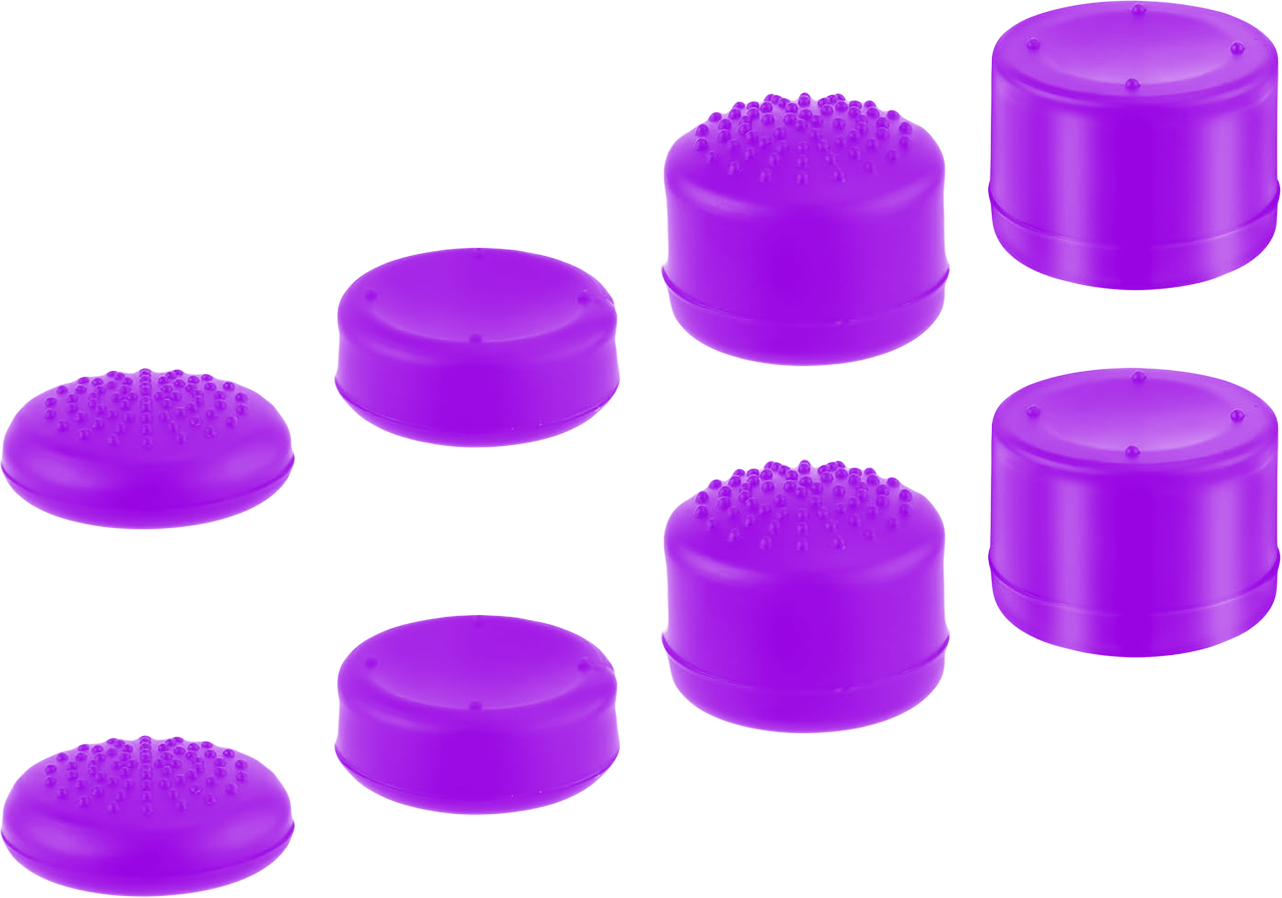 8 in 1 Silicone Thumb Stick Grips Controller Analog Cap Purple