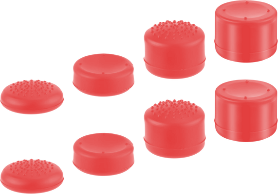 8 in 1 Silicone Thumb Stick Grips Controller Analog Cap - Red
