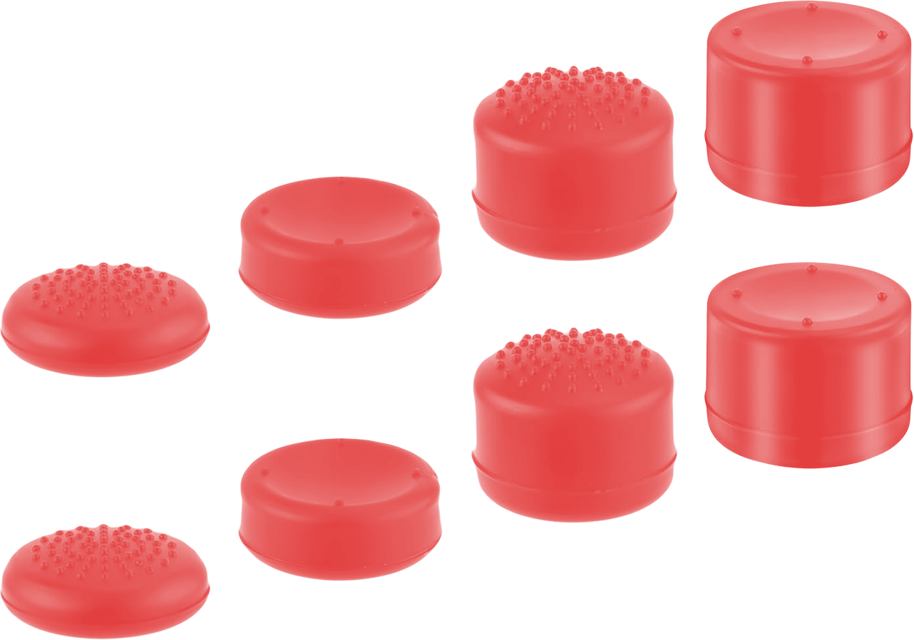 8 in 1 Silicone Thumb Stick Grips Controller Analog Cap - Red