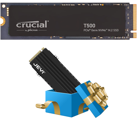 Crucial T500 1TB PCIe Gen4 NVMe M.2 SSD + FREE JEYI PS5 Heatsink Gift