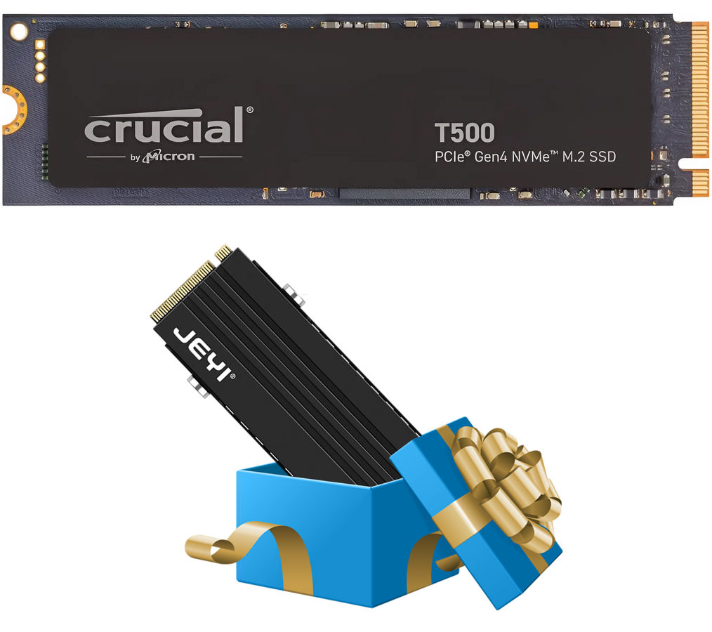 Crucial T500 1TB PCIe Gen4 NVMe M.2 SSD + FREE JEYI PS5 Heatsink Gift