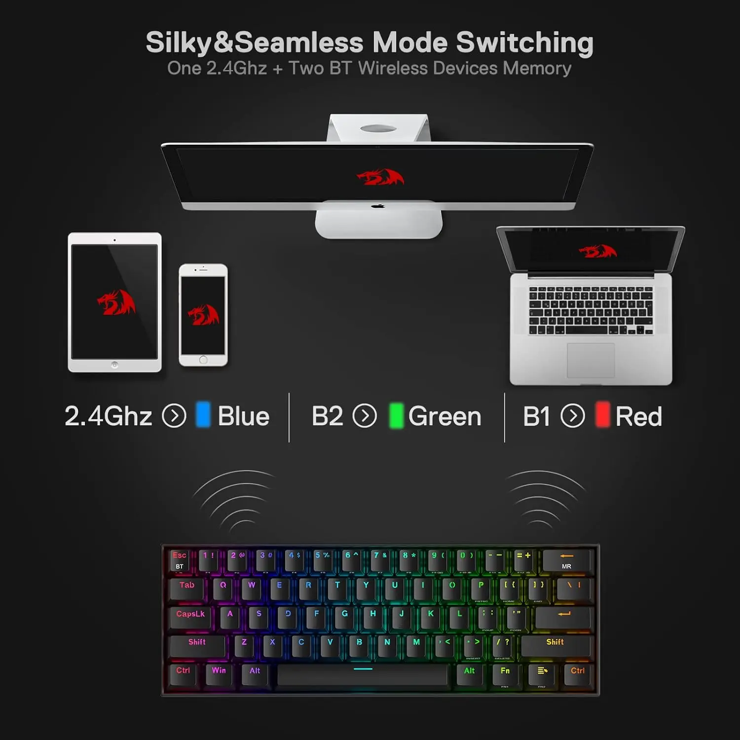 REDRAGON K530 Draconic Pro RGB 60% Gaming Wireless Mechanical Keyboard - Black - Open Sealed  for sale in Egypt from Games2Egypt