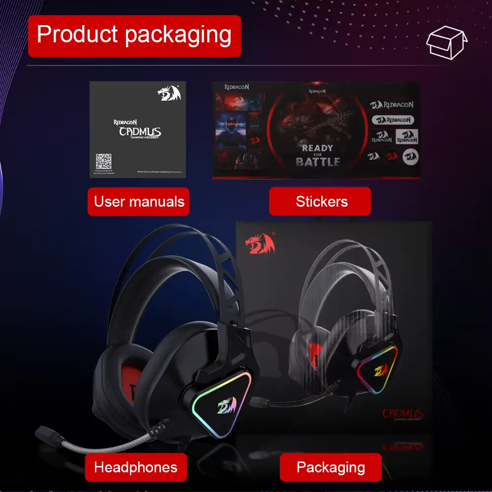 Redragon H370 Cadmus RGB - Gaming Headset - Black -  Open Sealed  for sale in Egypt from Games2Egypt