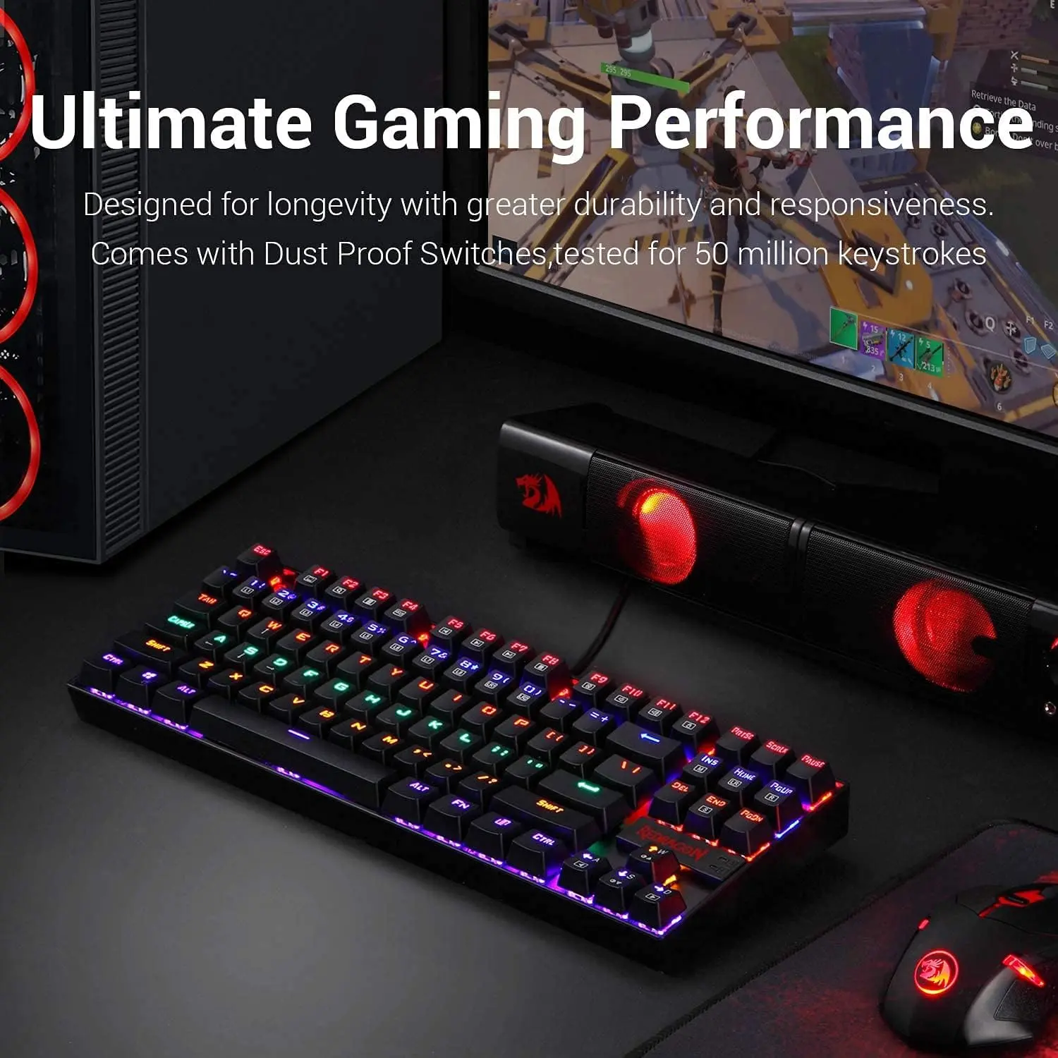 Redragon K552 Kuamara Brown Switch RAINBOW LED Mechanical Gaming Keyboard  for sale in Egypt from Games2Egypt