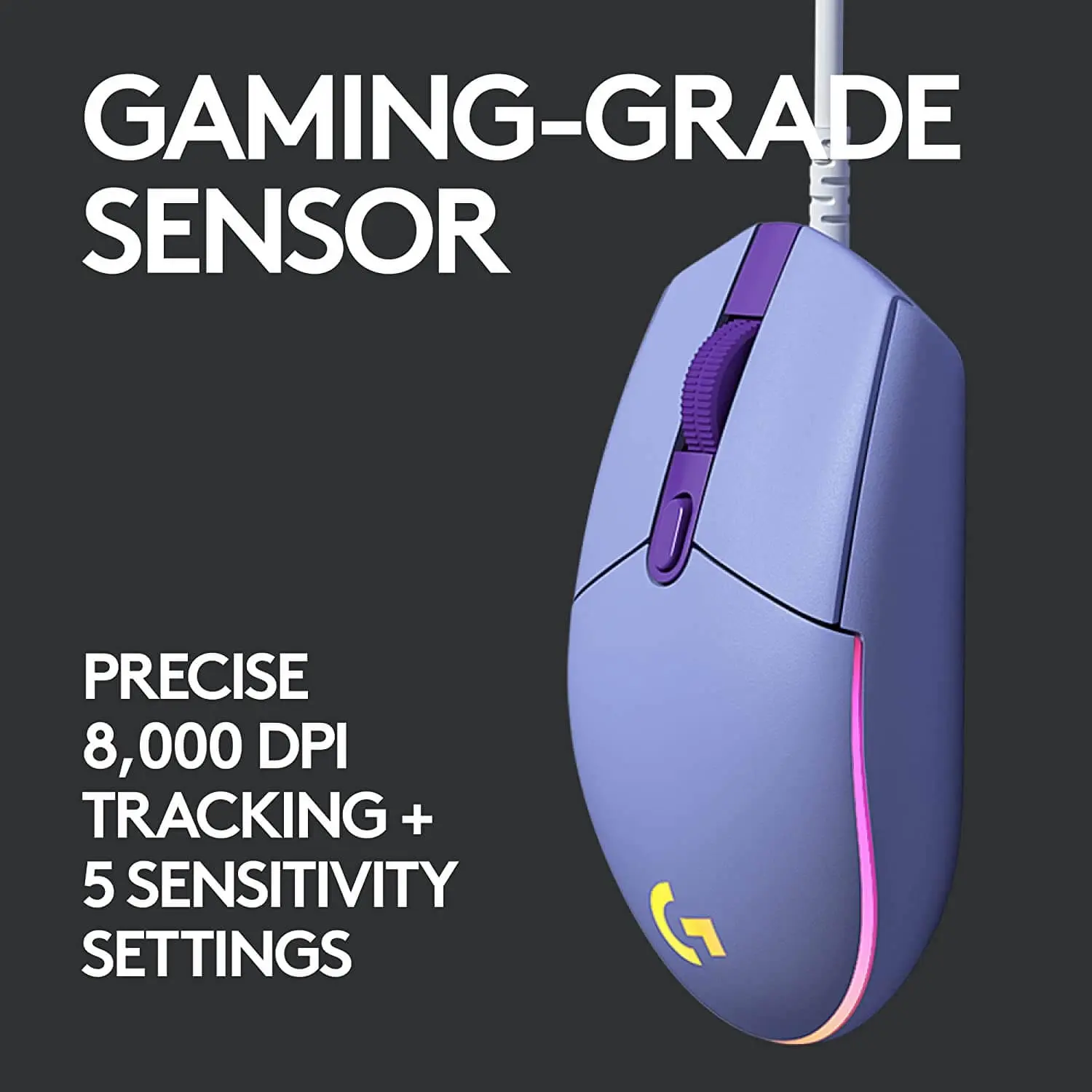 Logitech G203 Lightsync Optical Wired Gaming Mouse RGB - Purple (Lilac) - Open sealed   for sale in Egypt from Games2Egypt