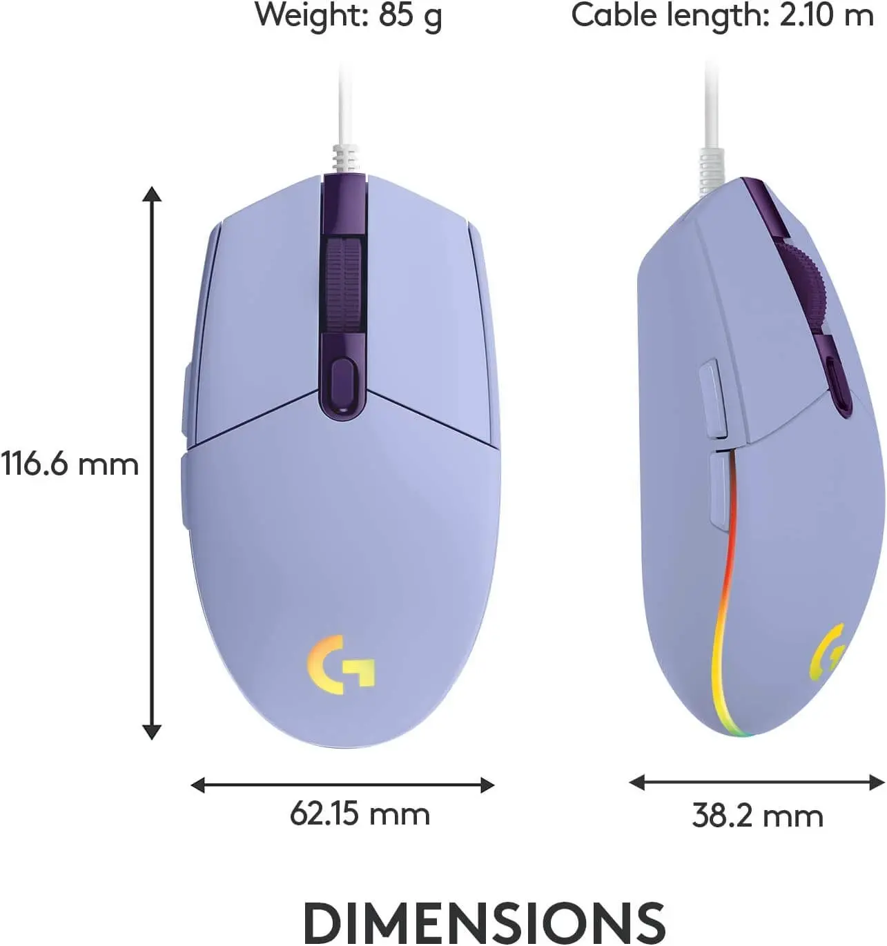 Logitech G203 Lightsync Optical Wired Gaming Mouse RGB - Purple (Lilac) - Open sealed   for sale in Egypt from Games2Egypt