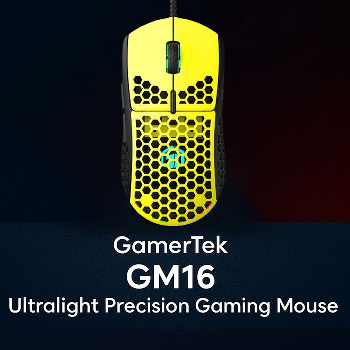 ماوس جيمنج سلكي GM16 خفيف بإضاءة RGB من جيمر تيك - أصفر  للبيع في مصر من خلال Games2Egypt