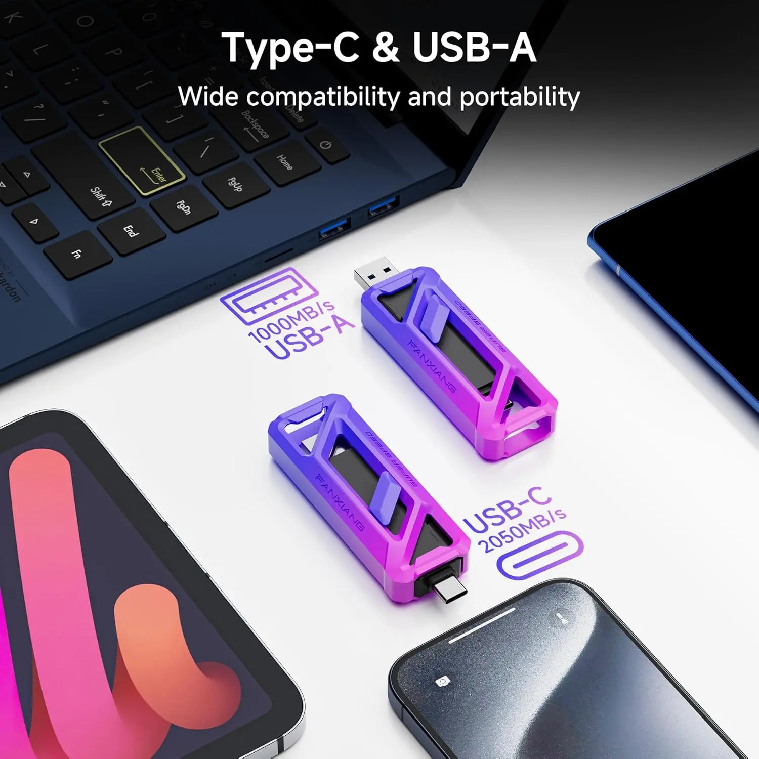 Fanxiang (FF958) 256GB USB 3.2 Solid State Flash Drive Type-A & Type-C  for sale in Egypt from Games2Egypt