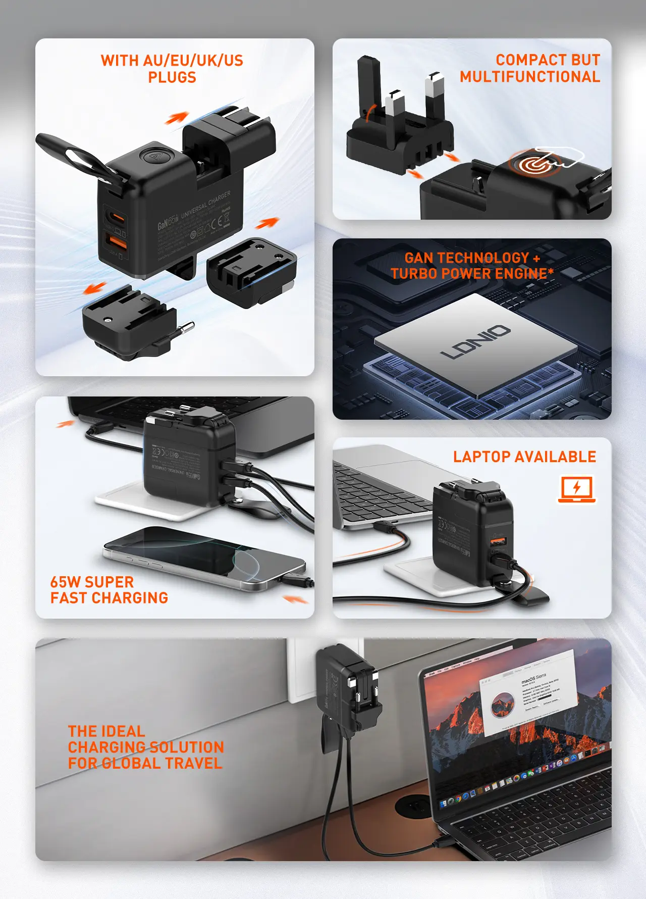 LDNIO Q2618 GaN Fast Charging Universal Travel Fast Charger 65W  for sale in Egypt from Games2Egypt
