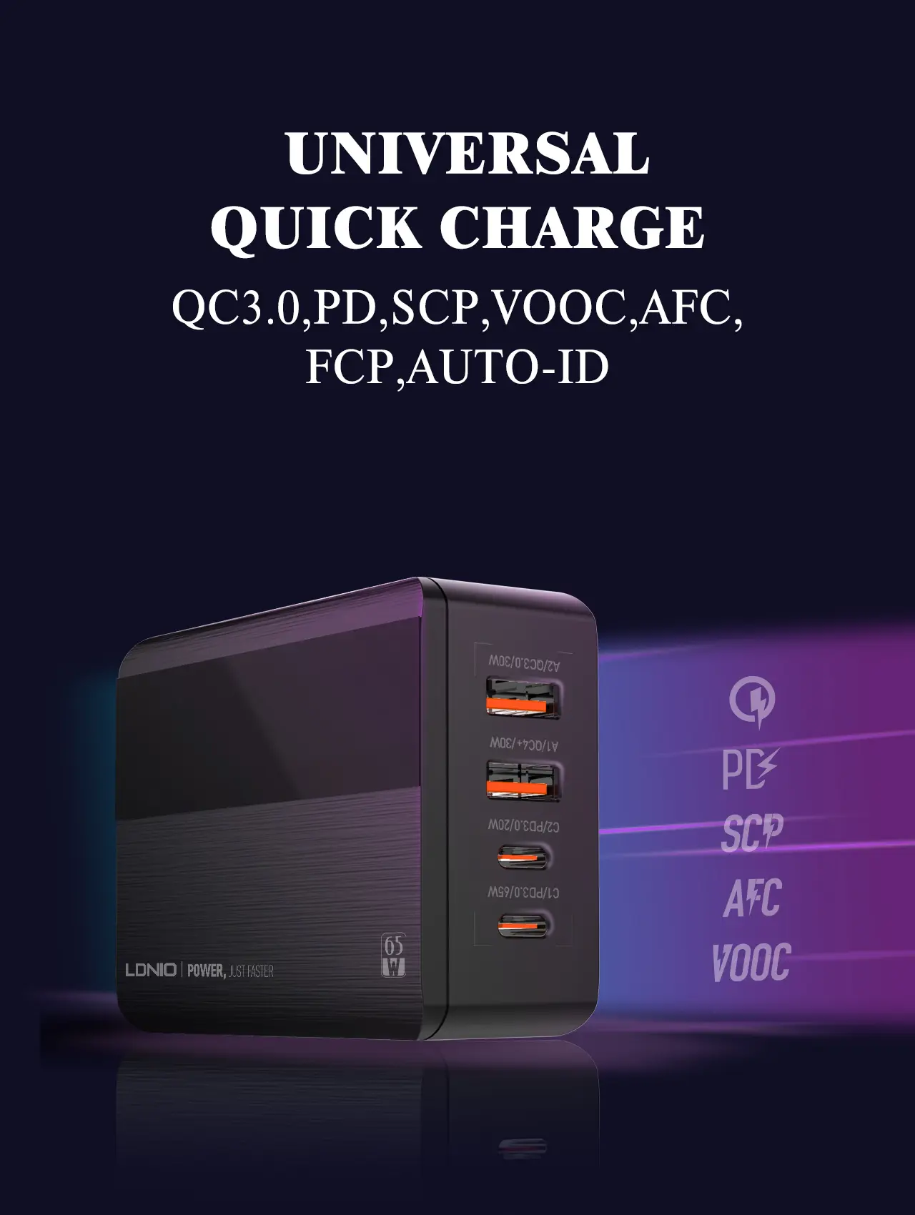 LDNIO A4808Q Fast Desktop charger 4 Ports 65W   for sale in Egypt from Games2Egypt