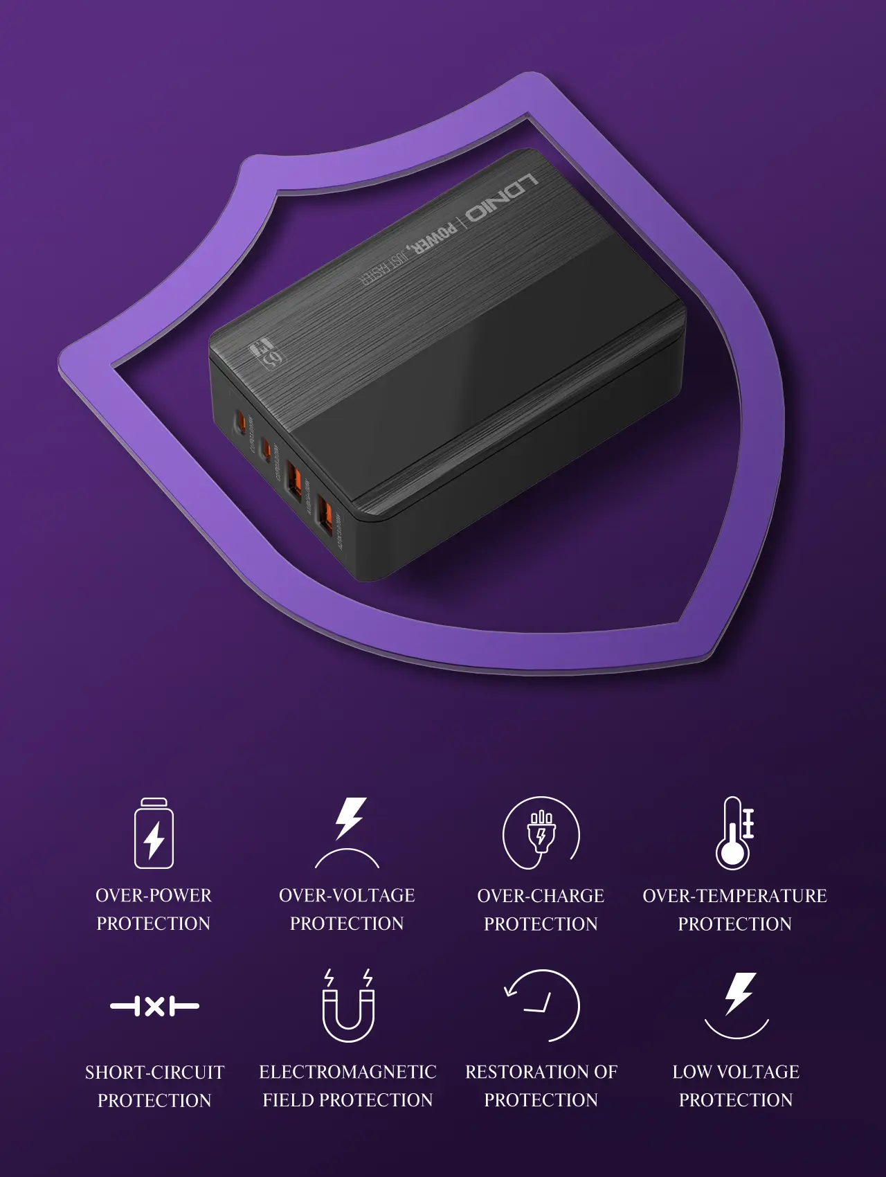 LDNIO A4808Q Fast Desktop charger 4 Ports 65W   for sale in Egypt from Games2Egypt