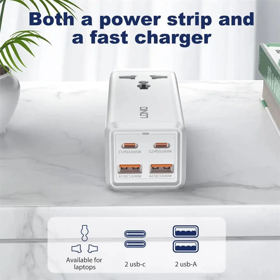 LDNIO SC1418 Universal Power Adapter Multifunction - 65W  for sale in Egypt from Games2Egypt