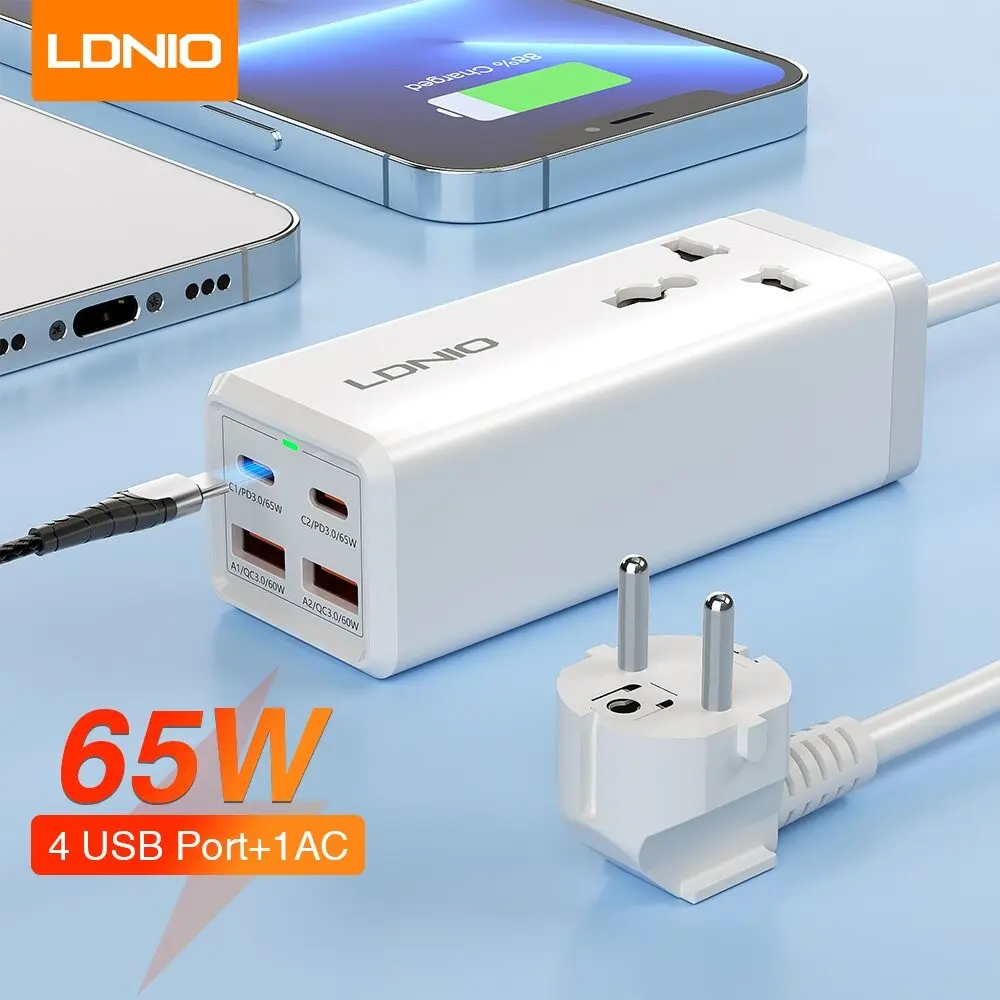 LDNIO SC1418 Universal Power Adapter Multifunction - 65W  for sale in Egypt from Games2Egypt