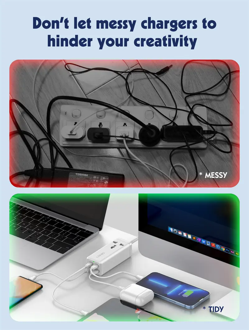 LDNIO SC1418 Universal Power Adapter Multifunction - 65W  for sale in Egypt from Games2Egypt
