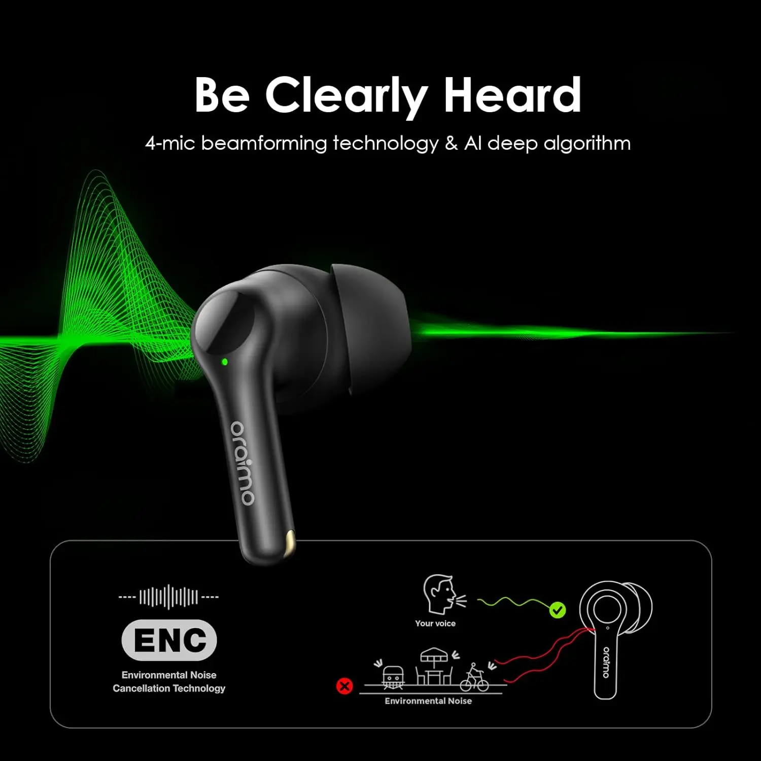 Oraimo FreePods 3C Wireless Earbuds - Black  for sale in Egypt from Games2Egypt