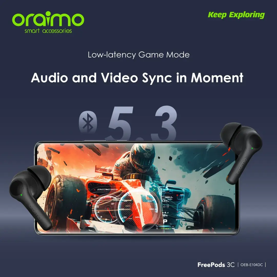 Oraimo FreePods 3C Wireless Earbuds - Black  for sale in Egypt from Games2Egypt