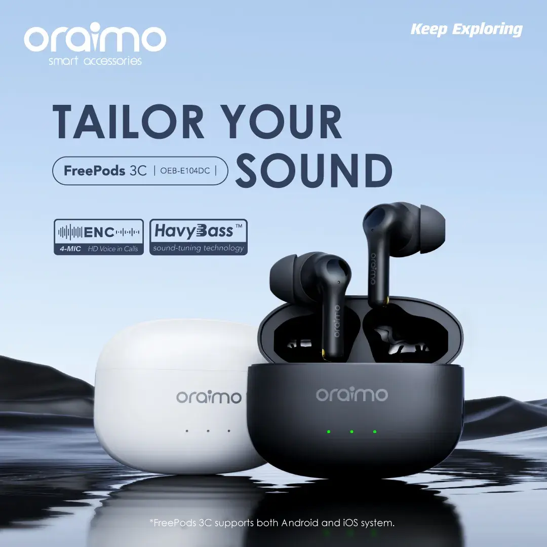 Oraimo FreePods 3C Wireless Earbuds - Black  for sale in Egypt from Games2Egypt