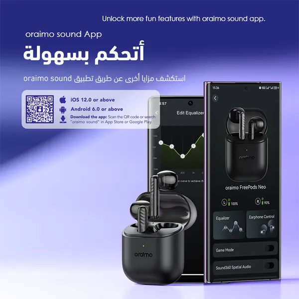 Oraimo FreePods Neo OTW-330S Wireless Earbuds - Black  for sale in Egypt from Games2Egypt