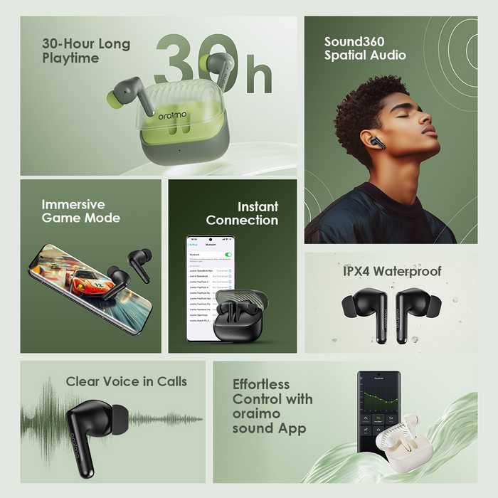 Oraimo SpaceBuds Neo Wireless Earbuds - Black  for sale in Egypt from Games2Egypt