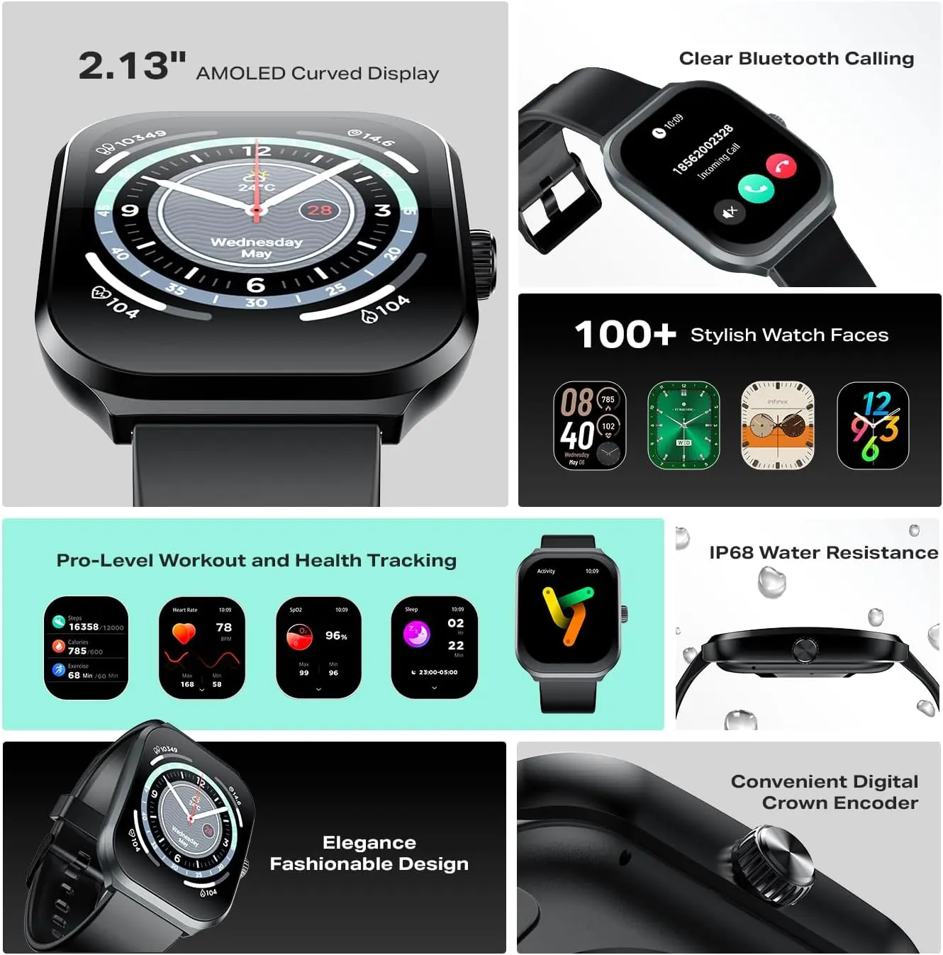 Infinix XWatch 3 Plus IP68 Smart Watch - Grey  for sale in Egypt from Games2Egypt