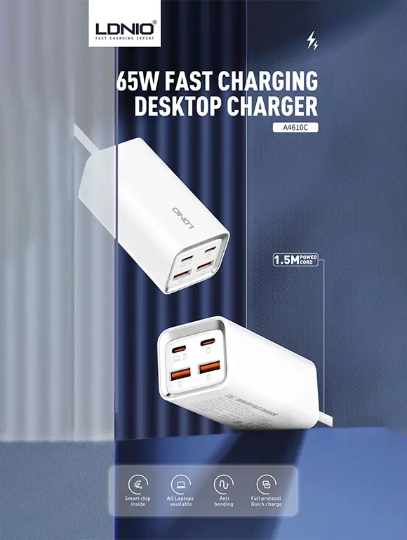 LDNIO A4610C Desktop Charging Station Multi-ports - 65W  for sale in Egypt from Games2Egypt