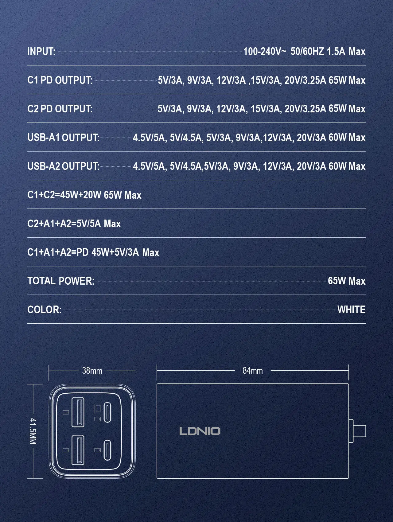 LDNIO A4610C Desktop Charging Station Multi-ports - 65W  for sale in Egypt from Games2Egypt