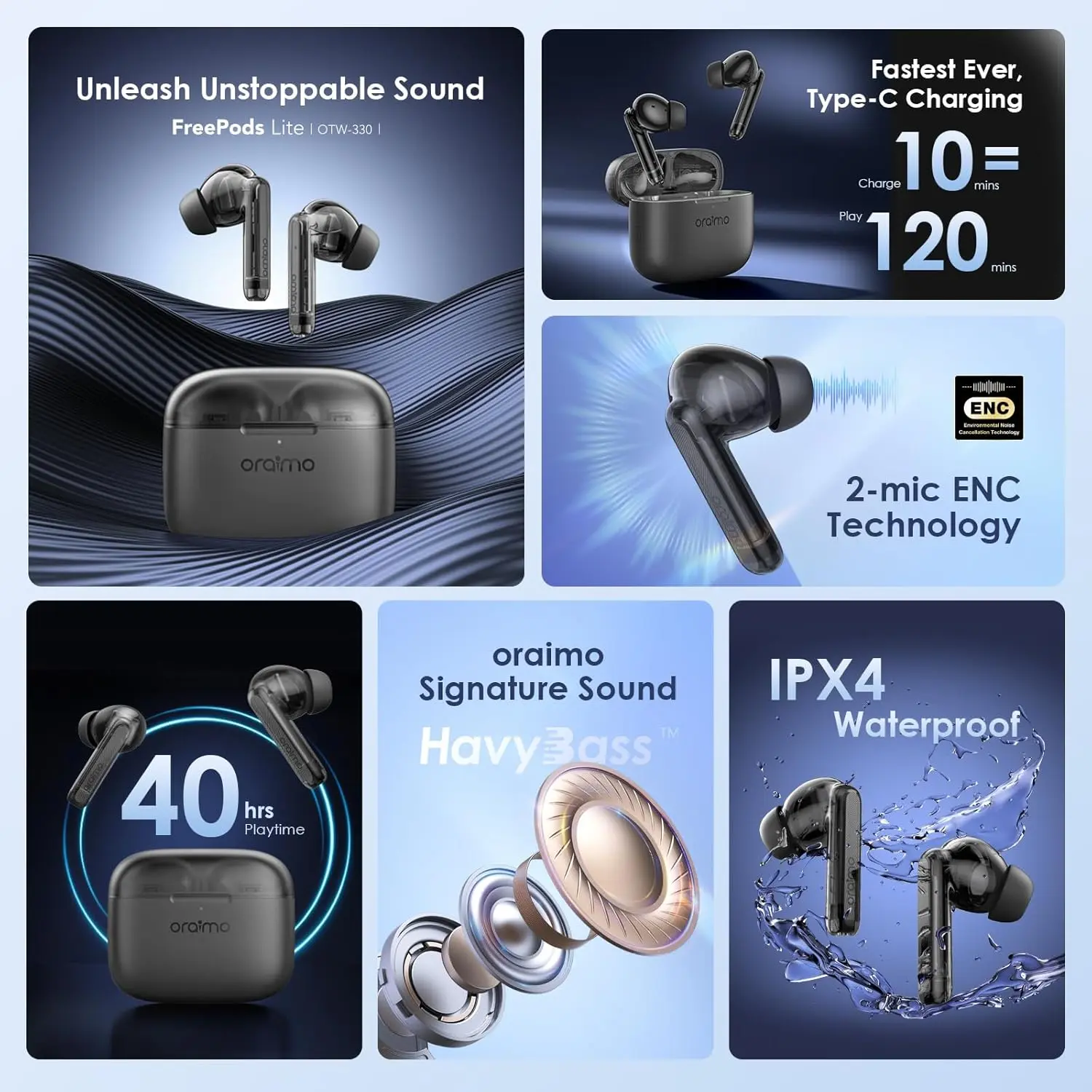 Oraimo Freepods Lite OTW-330 Wireless Earbuds - Black  for sale in Egypt from Games2Egypt