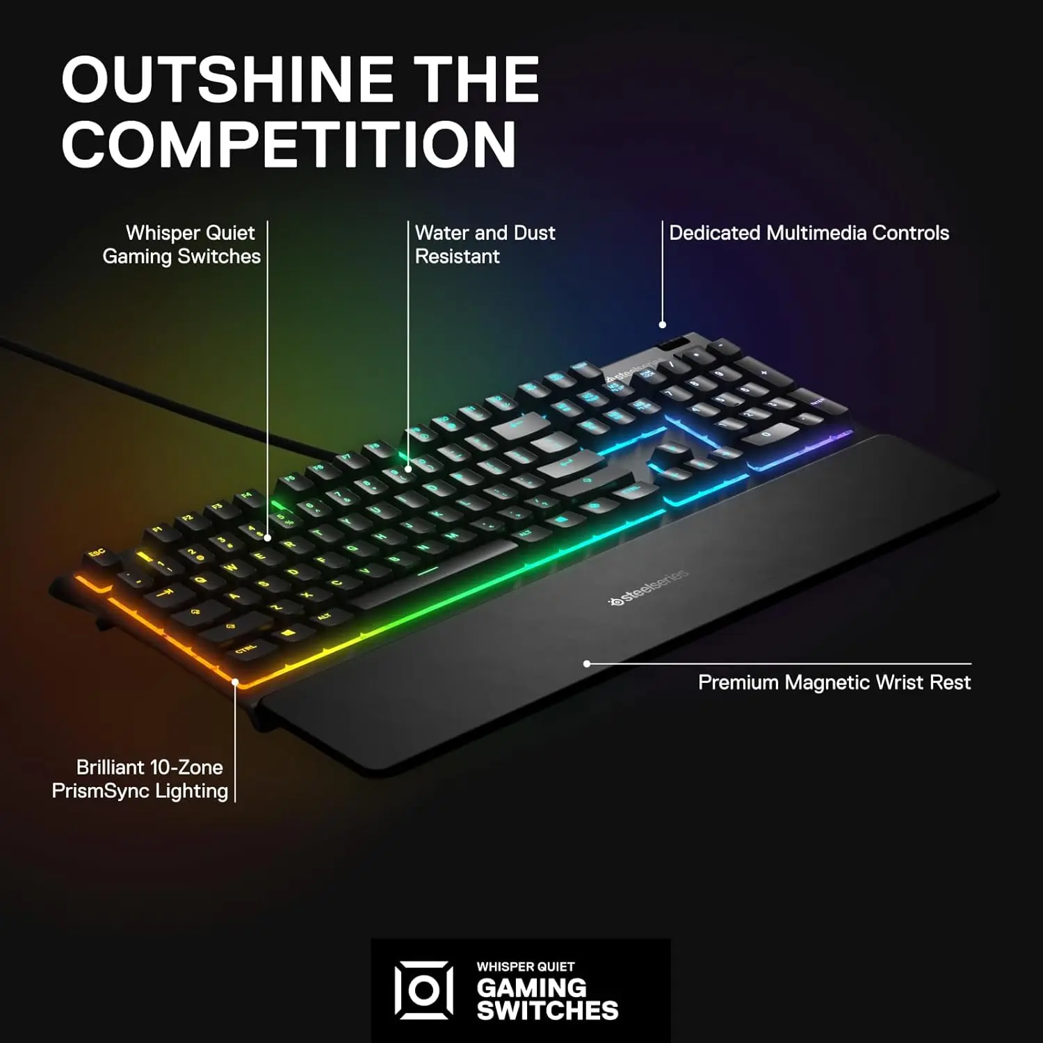 SteelSeries Apex 3 Wired RGB Gaming Keyboard - Black  for sale in Egypt from Games2Egypt