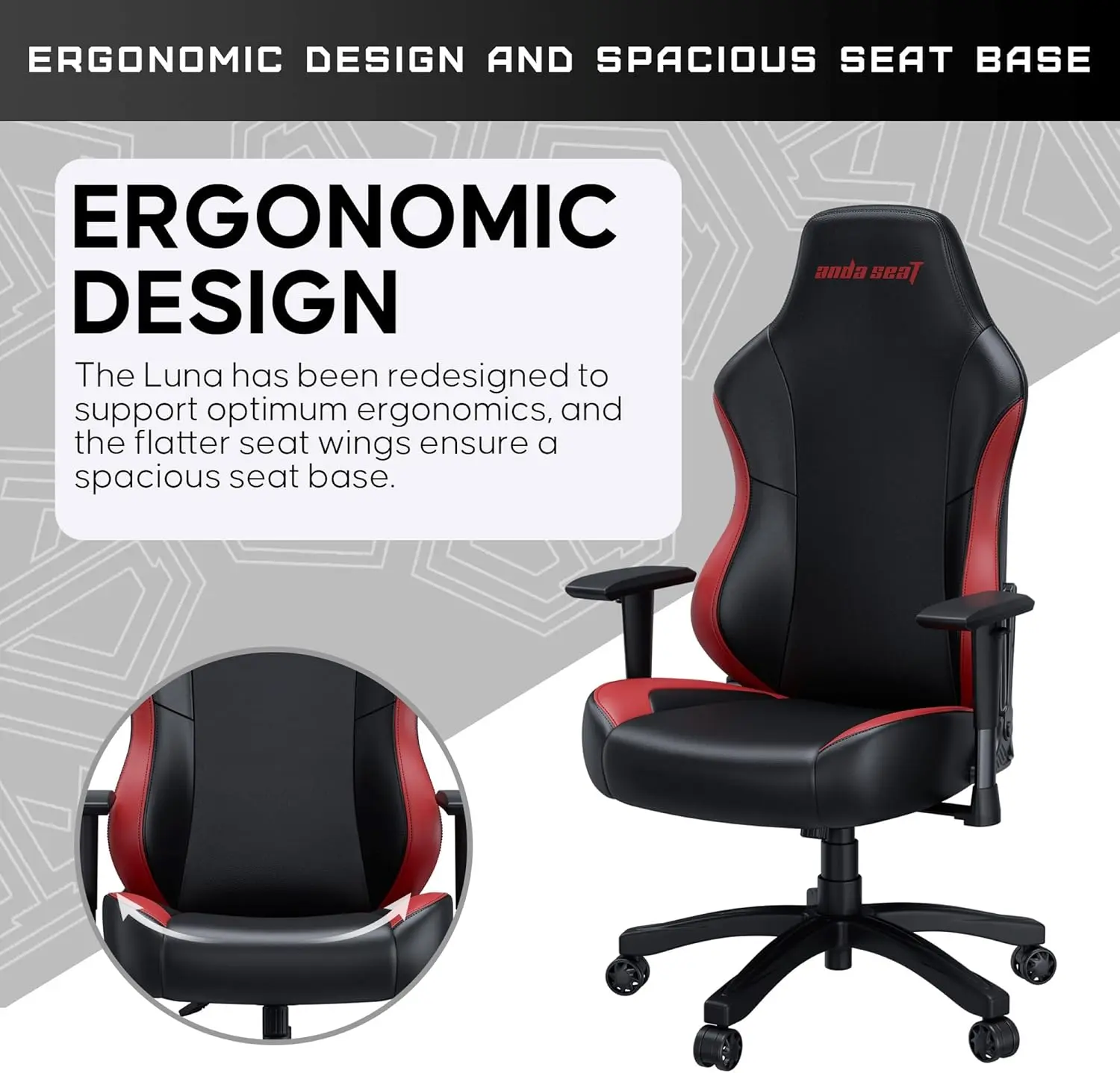 Anda Seat Luna Large Gaming Chair – Black/Red  for sale in Egypt from Games2Egypt