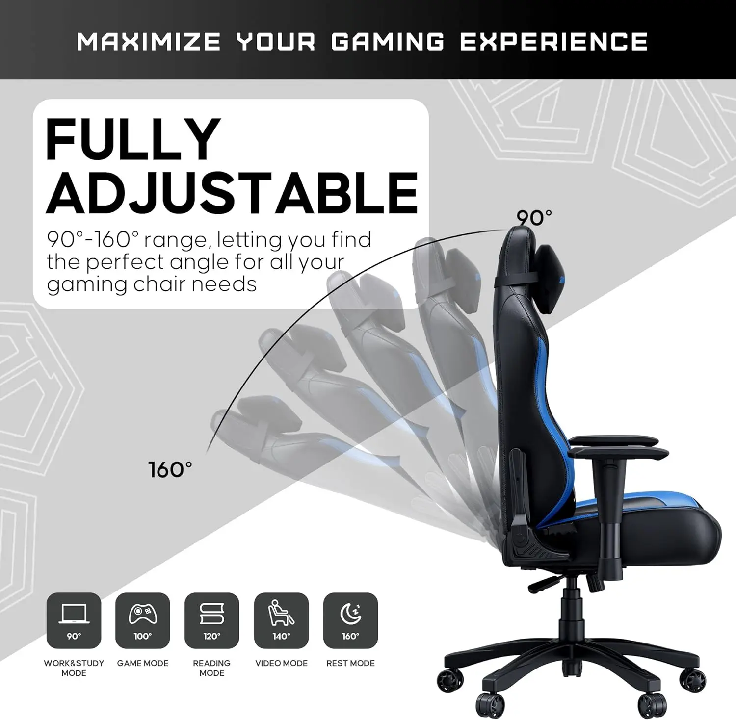 Anda Seat Luna Large Gaming Chair – Black/Blue  for sale in Egypt from Games2Egypt