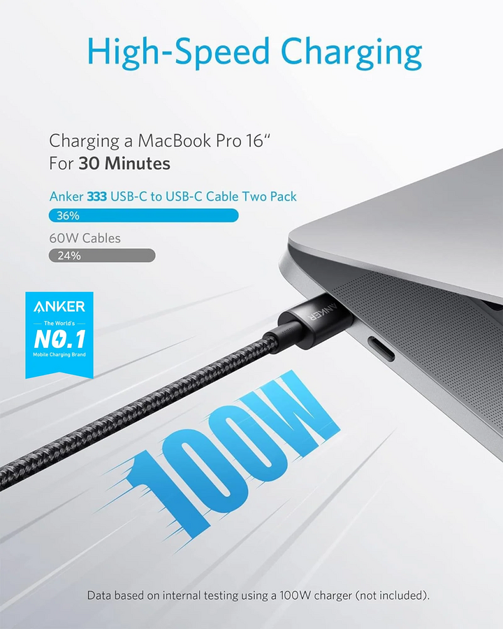 Anker 333 USB-C to USB-C Cable (3.3ft Braided) - Black – image 4
