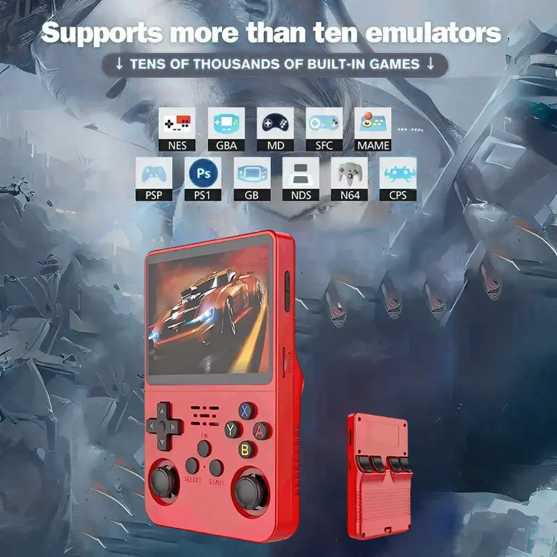 R36S Retro Handheld Video Game Console - 128 GB - Red  for sale in Egypt from Games2Egypt