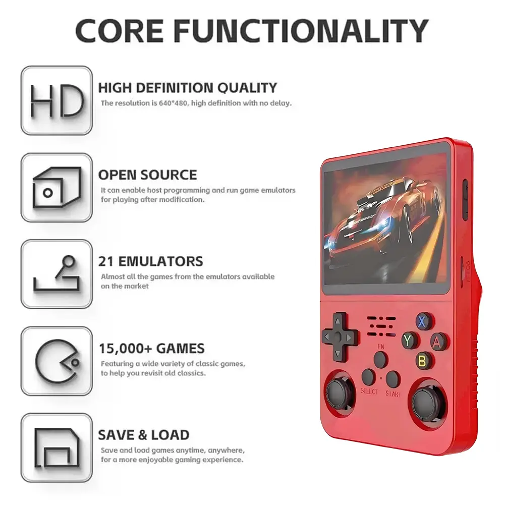 R36S Retro Handheld Video Game Console - 128 GB - Red  for sale in Egypt from Games2Egypt