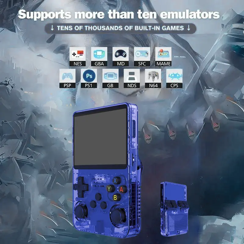 R36S Retro Handheld Video Game Console - 128 GB - Blue  for sale in Egypt from Games2Egypt