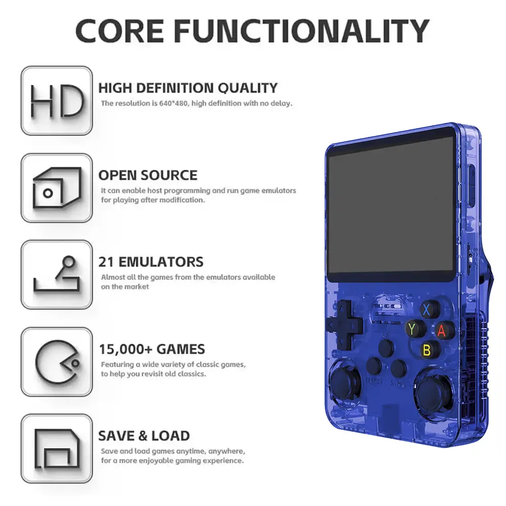 R36S Retro Handheld Video Game Console - 128 GB - Blue  for sale in Egypt from Games2Egypt