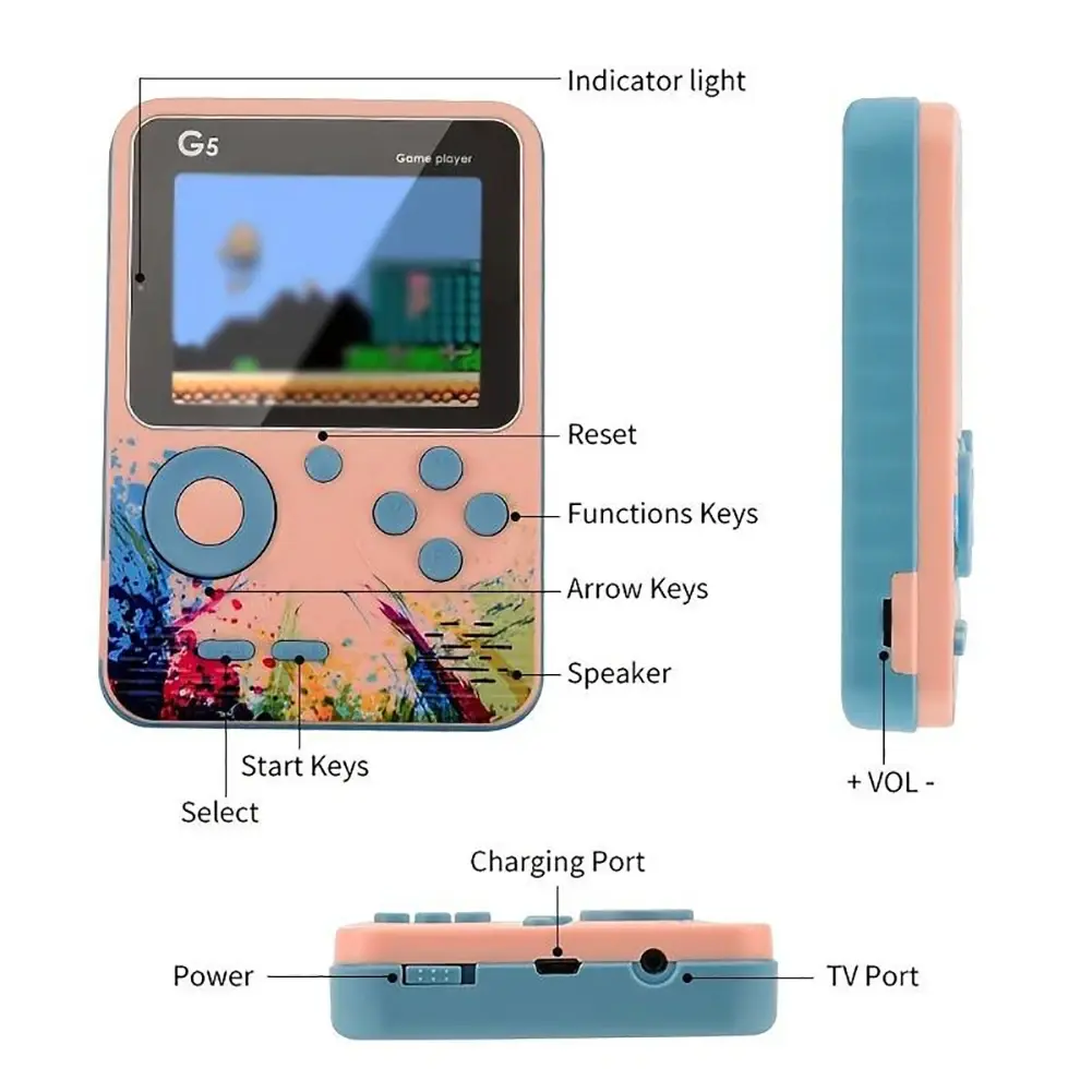 G5 Retro Handheld Video Game Console 500-in-1 Mini With Wire Controller - Colorful Pink  for sale in Egypt from Games2Egypt