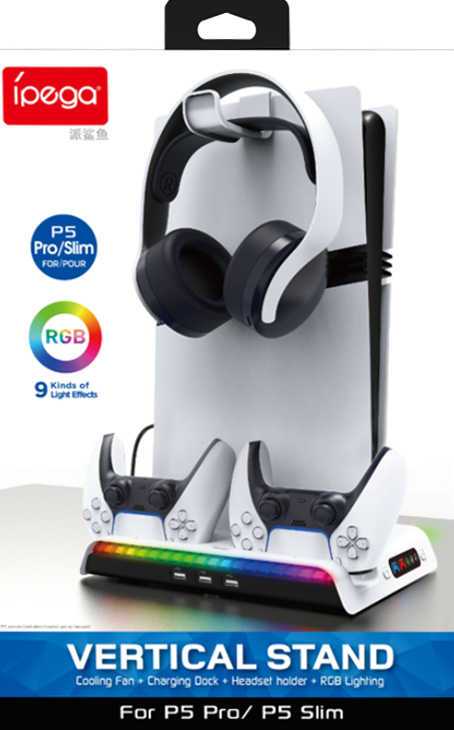 iPega Vertical RGB Cooling and Charging Stand for PS5 (Slim and PRO)