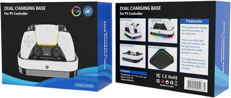 Charging Base Dual Charger Color Lighting Effect For PS5 Controller  for sale in Egypt from Games2Egypt