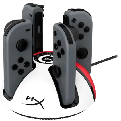 HyperX Chargeplay Quad - 4-in-1 Joy-Con Charging Station for Nintendo Switch - White / Red