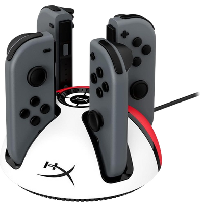 HyperX Chargeplay Quad - 4-in-1 Joy-Con Charging Station for Nintendo Switch - White / Red