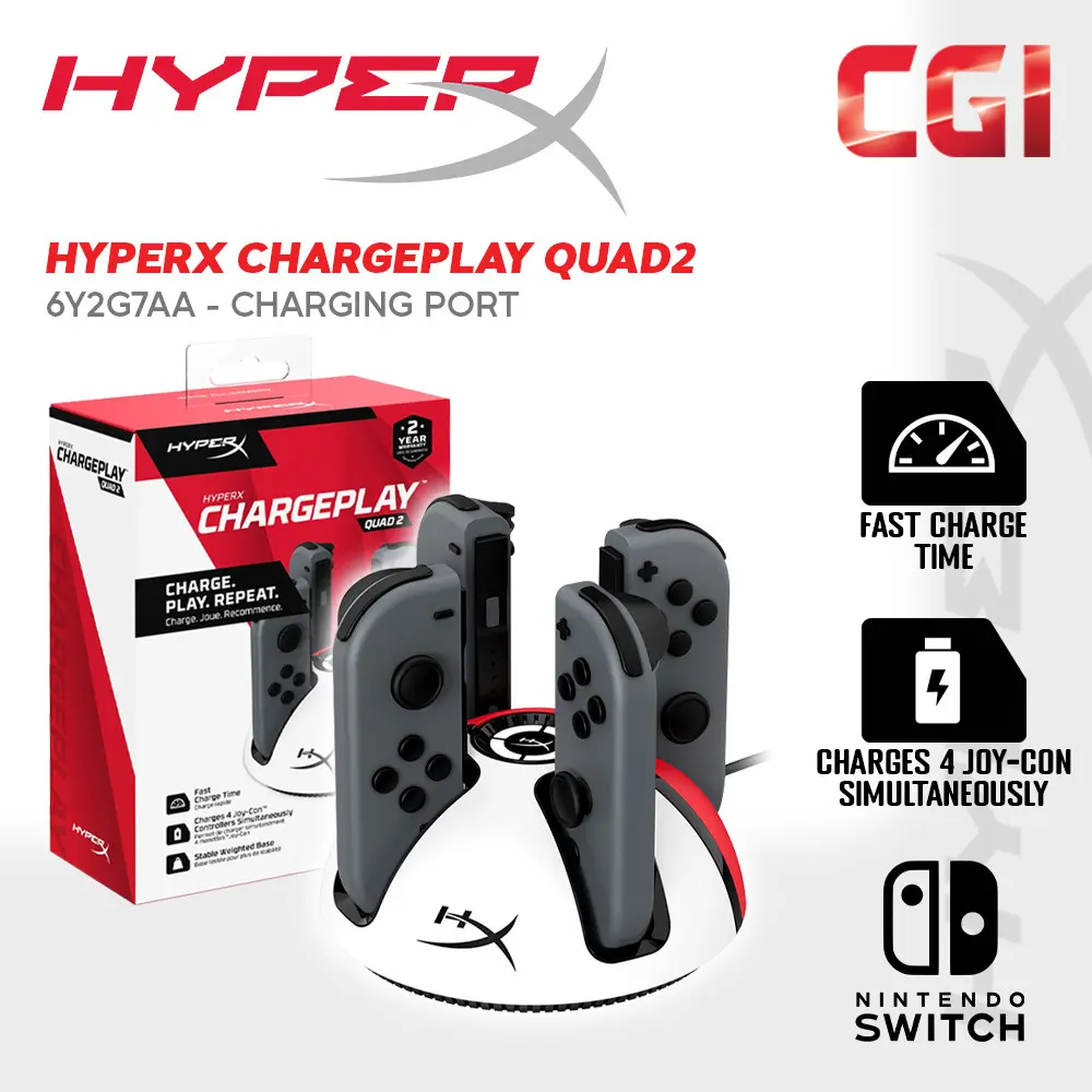 HyperX Chargeplay Quad - 4-in-1 Joy-Con Charging Station for Nintendo Switch - White / Red  for sale in Egypt from Games2Egypt