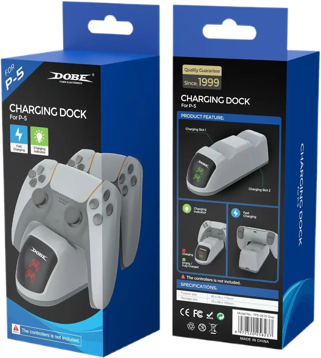 Dobe Dual DualSense Charging Station with 220V for PS5 Controllers - Silver  for sale in Egypt from Games2Egypt