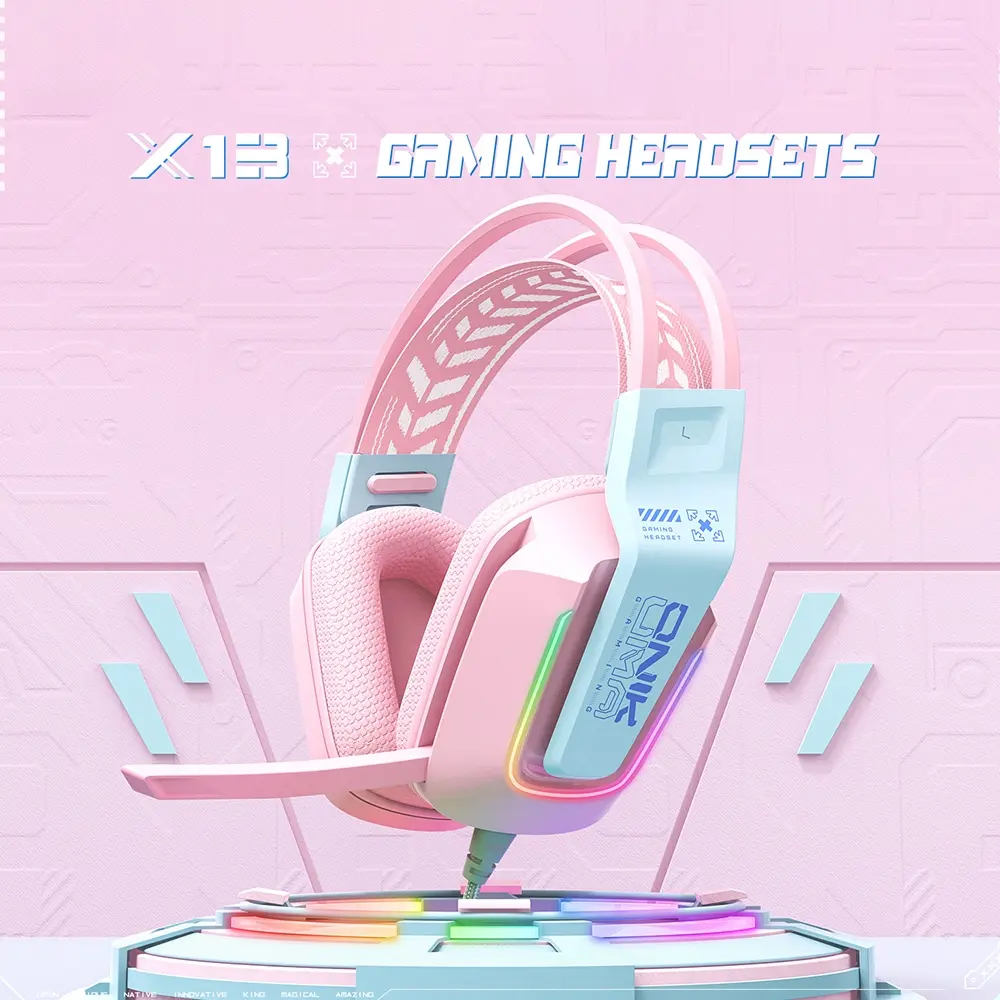 ONIKUMA X13 RGB Wired Gaming Headset - Pink  for sale in Egypt from Games2Egypt