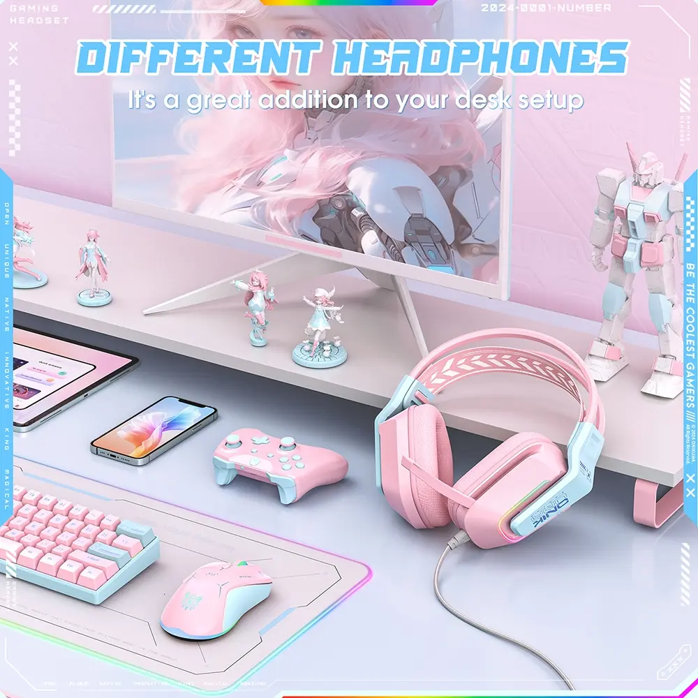 ONIKUMA X13 RGB Wired Gaming Headset - Pink  for sale in Egypt from Games2Egypt