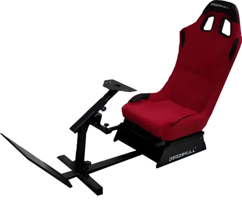 DeadSkull Racing Seat Gaming Chair with Steering Wheel & Pedal Stand - Maroon 