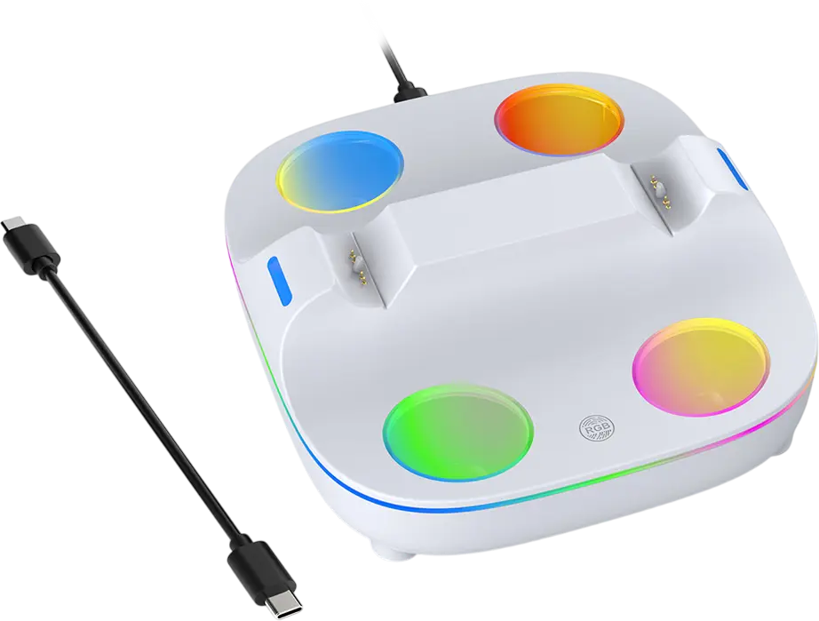Charging Base Dual Charger Color Lighting Effect For PS5 Controller - White  for sale in Egypt from Games2Egypt